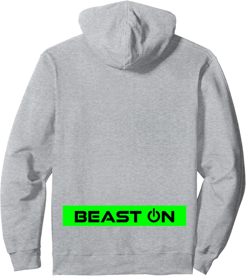 Beast ON Rücken Motiv grüne Farbe Fitness Gym Motivation Pullover Hoodie