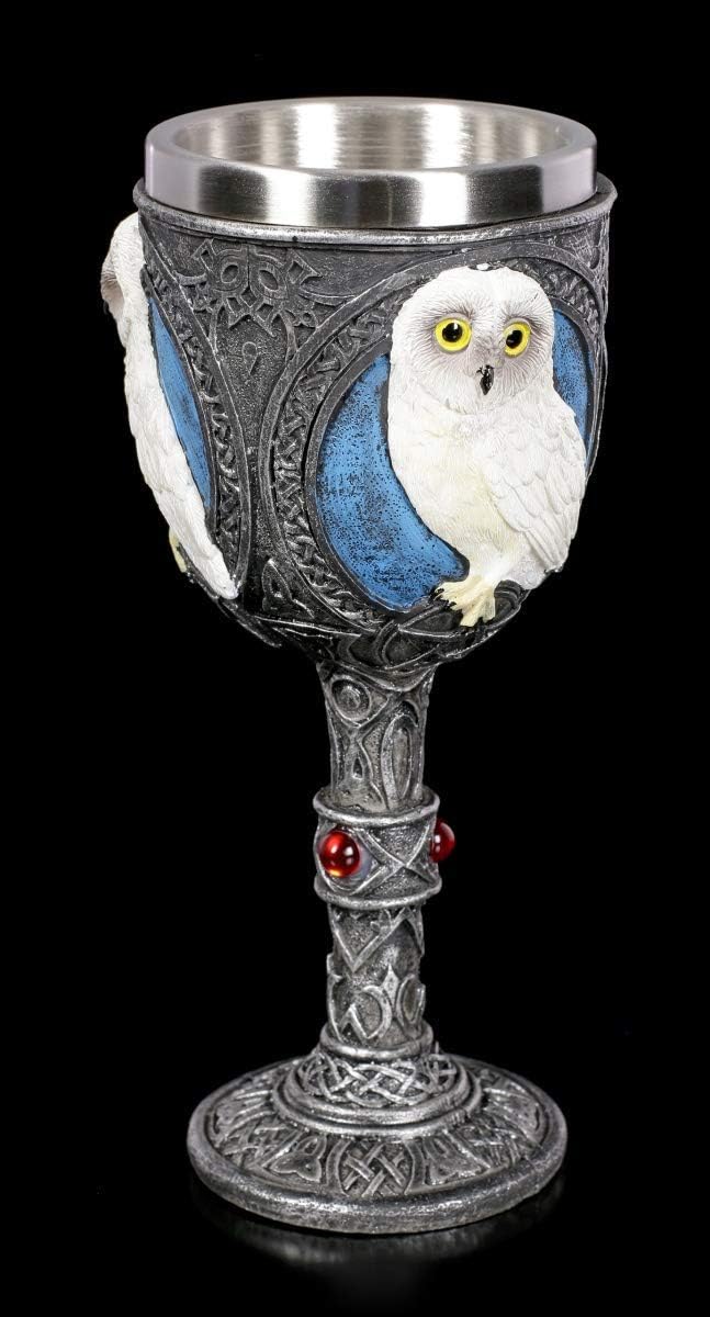 Figuren Shop GmbH Fantasy Trink-Kelch - Nacht Eule | Weinbecher, Deko-Kelch, Deko-Artikel, mit Edels