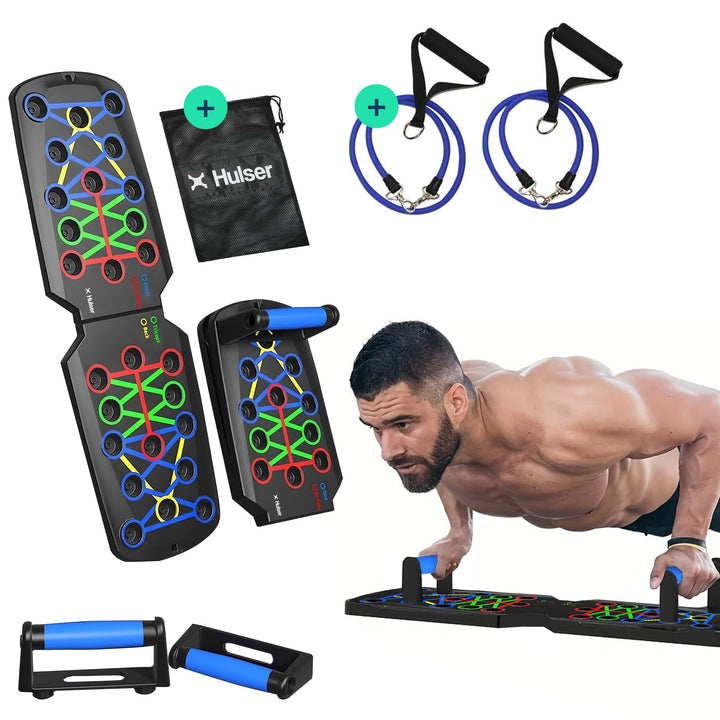 Hulser Liegestütze Brett - 14 in 1 - Faltbares Liegestütz-Brett - Push-up board für Krafttraining -