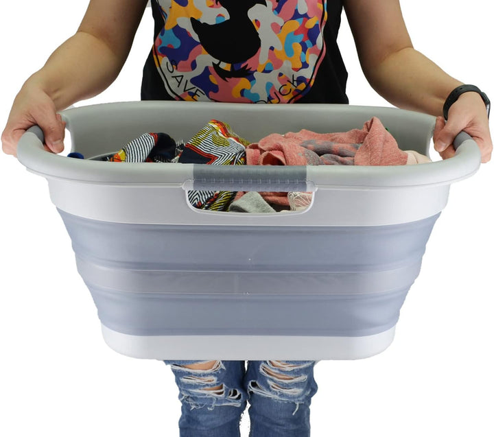 SAMMART Faltbarer Wäschekorb aus Kunststoff, 30 l, faltbar, Pop-Up-Aufbewahrungsbehälter/Organizer,
