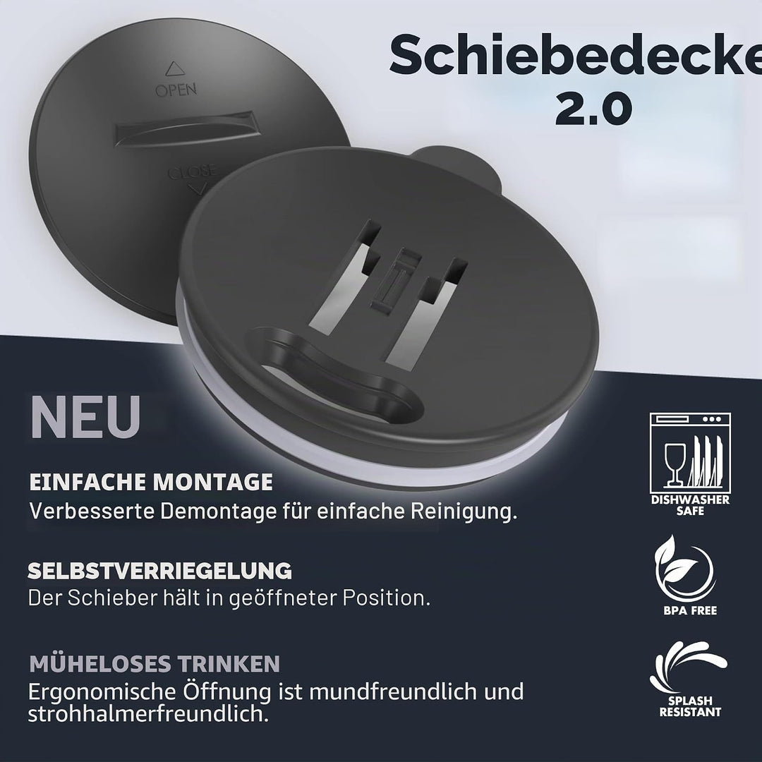 Grandties Isolierter Kaffeebecher mit Griff – Schiebedeckel für spritzwassergeschützte 460 ml-Form T