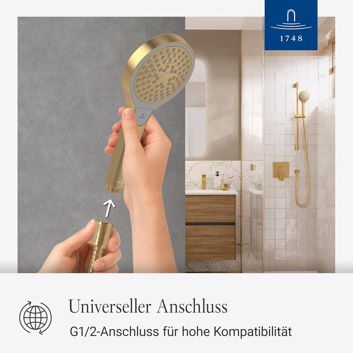 Villeroy & Boch Verve Showers Duschkopf, Handbrause mit 3 Strahlarten per Knopfdruck, EasyClean, Was