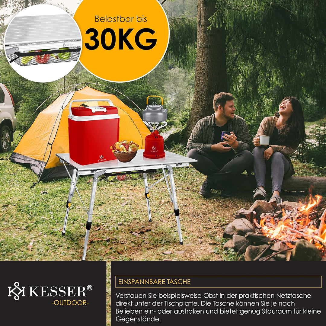 KESSER® Campingtisch faltbar Klapptisch mit Aluminiumrahmen Aufrollbare Tischplatte Falttisch klappb