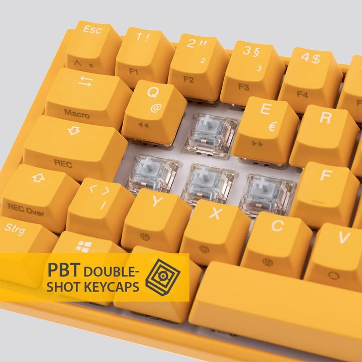 Ducky One 3 Yellow - Mechanische Gaming Tastatur Deutsches Layout im Mini-Format (60% Keyboard) mit