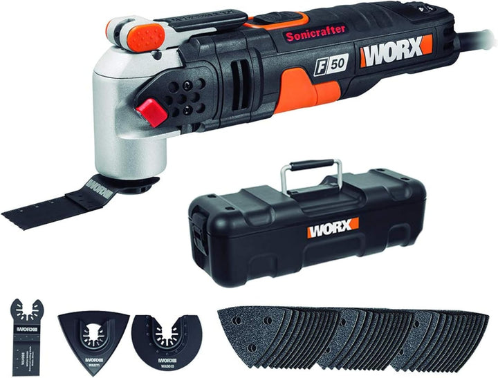 WORX WX681 sonicrafter F50 multifunktionswerkzeug 450w – zum schneiden, polieren, schleifen uvm. – m
