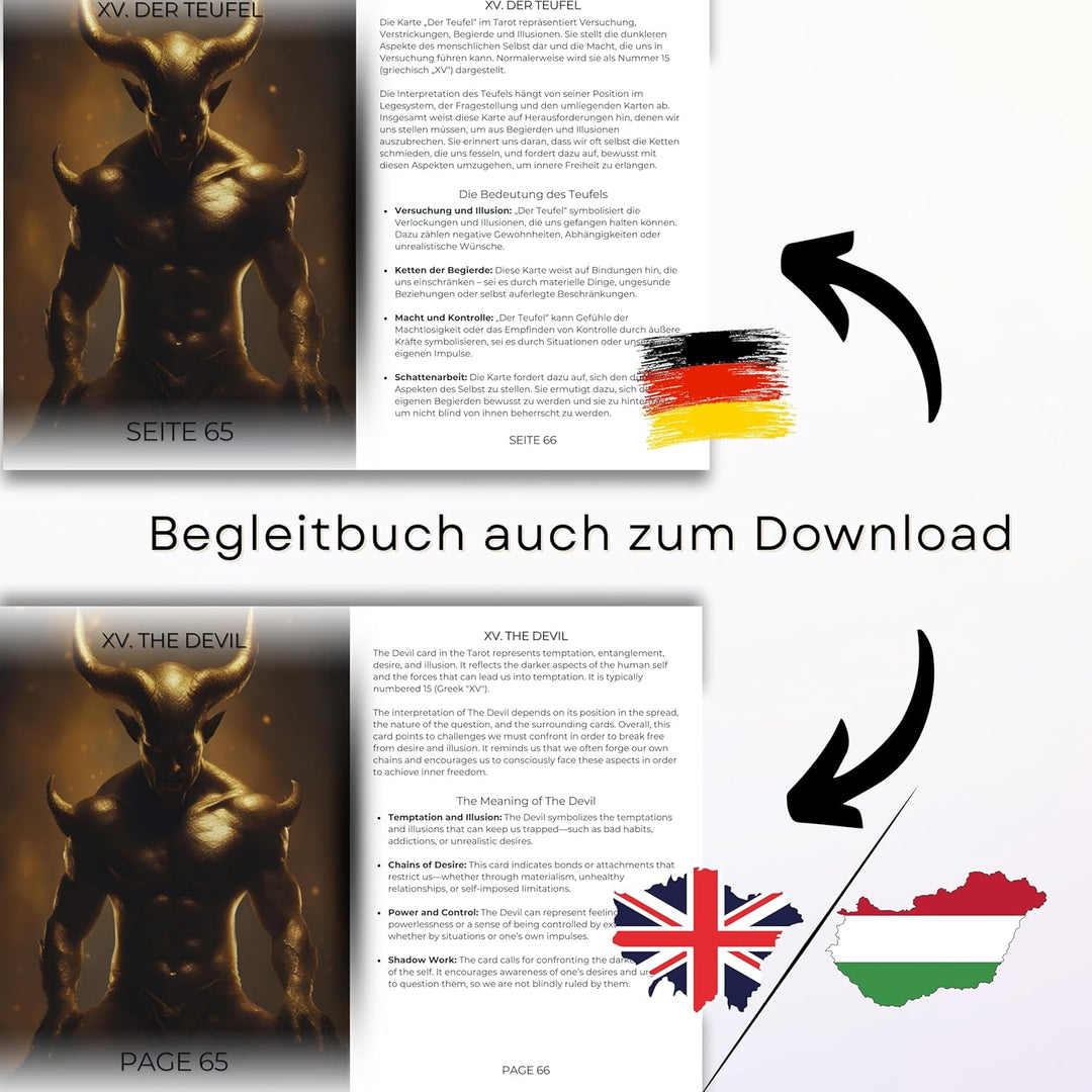 Rubaki Tarotkarten – 78 Karten mit gedrucktem Begleitbuch auf Deutsch und zusätzlichem digitalem Buc