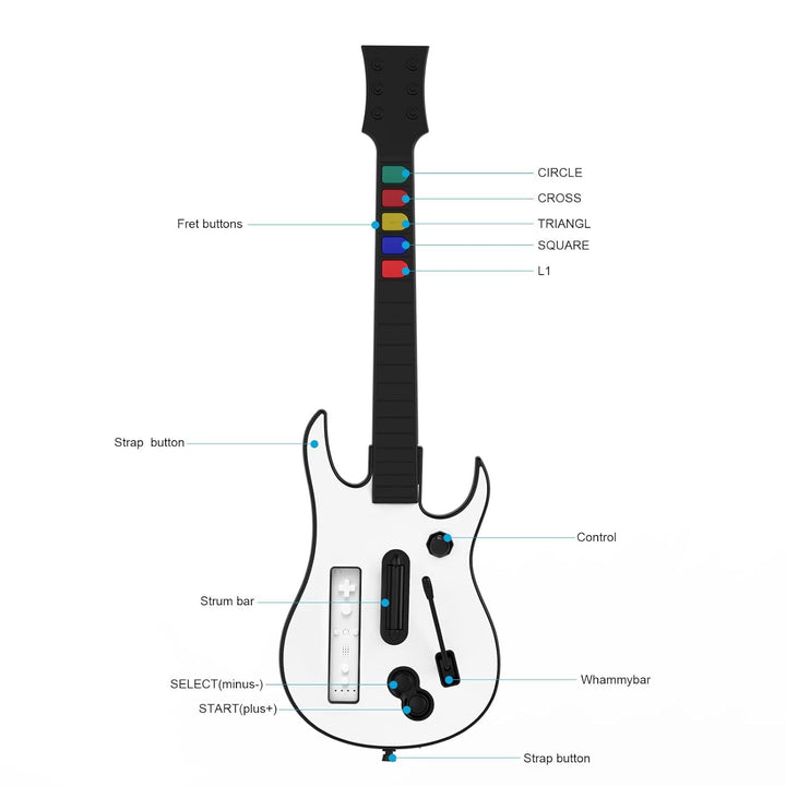 DOYO Guitar Hero Wii Gitarre Abnehmbare kabellose Gitarren Controller (M-Weiss), M-Weiss