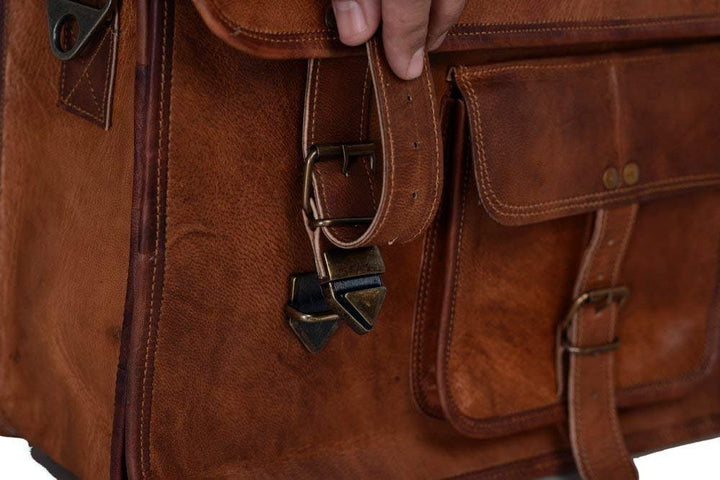 Komal's Passion Leather KPL 45,7 cm (18 Zoll) Leder-Aktentasche, Laptop-Kuriertasche, Schulranzen, C