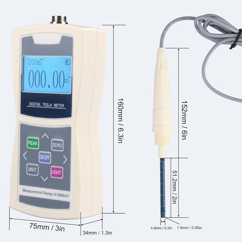 Magnetfelddetektor, Anzeige, Hintergrundbeleuchtung, Hohe Genauigkeit, Tragbares Gauss-Messgerät, Di