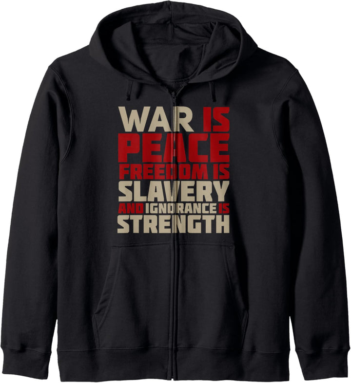 T-Shirt mit Aufschrift "War is Peace" Kapuzenjacke