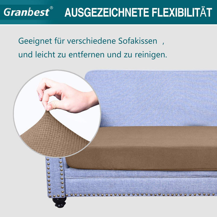 Granbest Premium Wasserdicht Sofa Sitzkissenbezug, High Stretch Jacquard Sitzkissenschutz Sofasitzbe