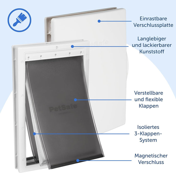 PetSafe Haustierklappe für extremes Wetter, Solider Kunststoffrahmen, Isolierend mit 2 Verschlussopt