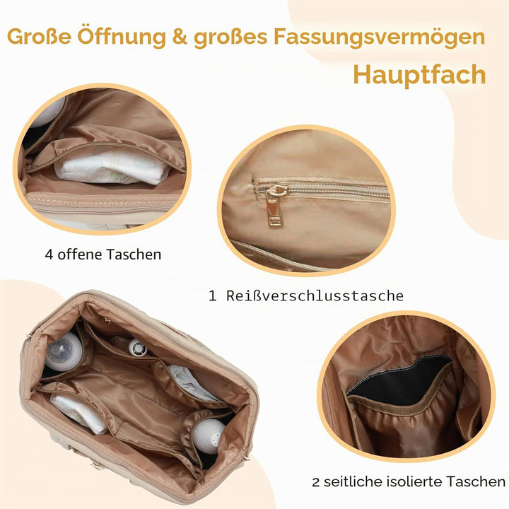 Wickeltasche, Baby-Reise-Organizer (Beige) Schwarz, Schwarz