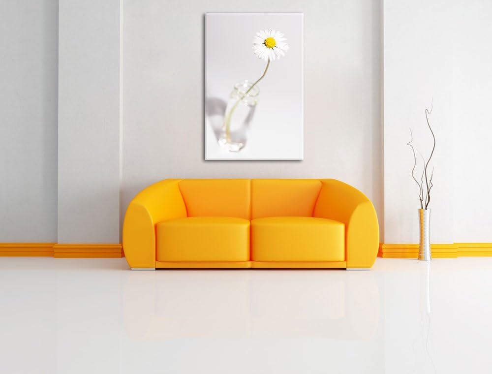 Pixxprint kleines Gänseblümchen im Glas auf Leinwand, XXL riesige Bilder fertig gerahmt mit Keilrahm