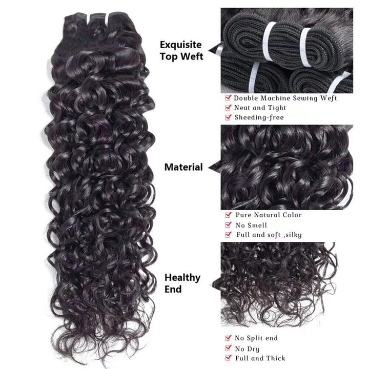 Ladiary Brasilianisches Echthaar Curly Human Hair 1 Bundles (10 Zoll) Water Wave Human Hair Bundles