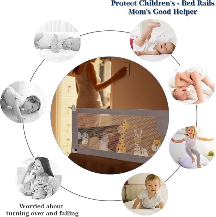 HILEYOLLA Rausfallschutz Bett 200cm, Rausfallschutz Kinderbett Vertikal Angehoben Und Abgesenkt Werd