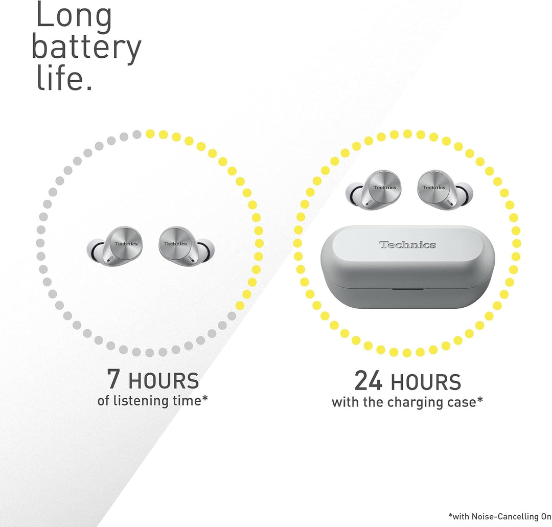 Technics EAH-AZ60M2ES kabellose Ohrhörer mit Noise Cancelling, Multipoint Bluetooth 3 Geräte, komfor