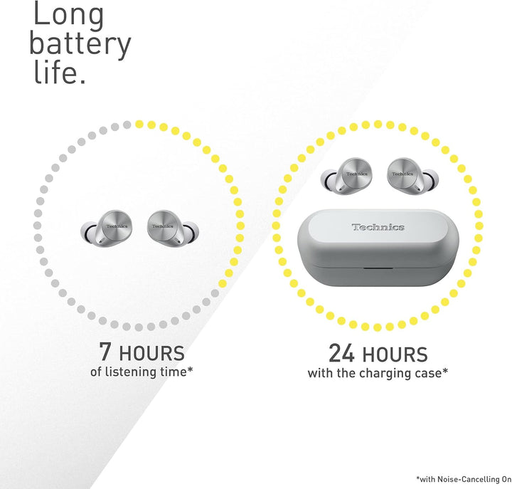 Technics EAH-AZ60M2ES kabellose Ohrhörer mit Noise Cancelling, Multipoint Bluetooth 3 Geräte, komfor