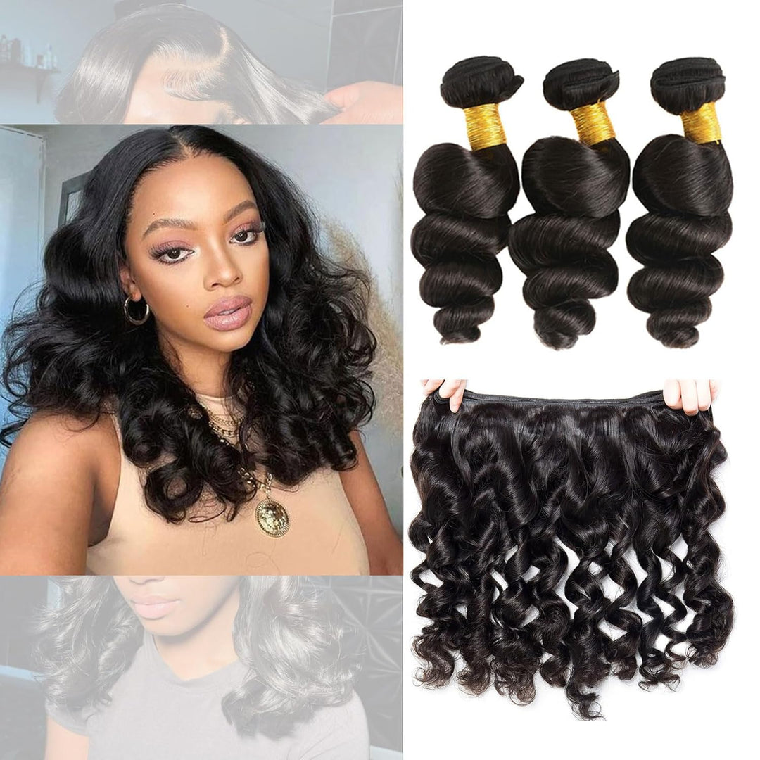Huarisi Loose Wave Bundles Human Hair Bundles 10A Grade 100% Unprocessed Brazilian Virgin Hair Loose