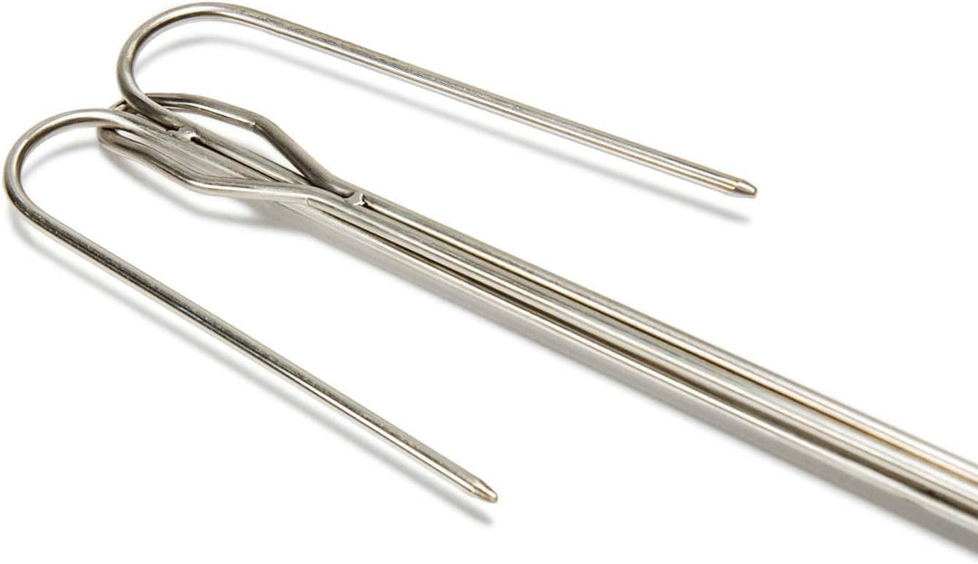 Petromax Lagerfeuer-Spiess ls2 mit Zwei umgebogenen Zinken (2 Stück), Silber, 92 cm