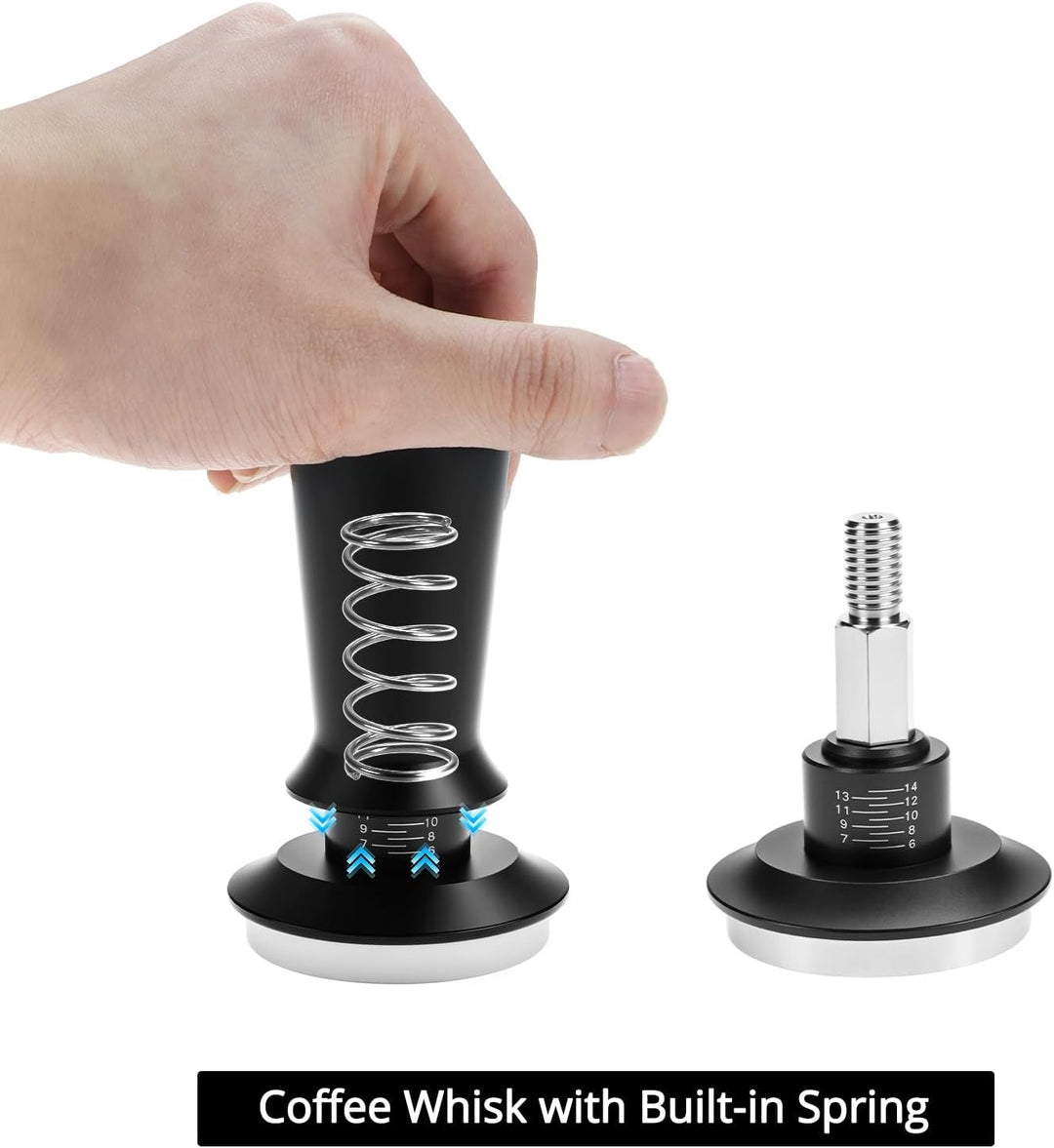 QWORK® Kaffee Tamper 51mm Set, 304 Edelstahl Einstellbarer Espresso Tamper, Kaffeestampfer mit Silik