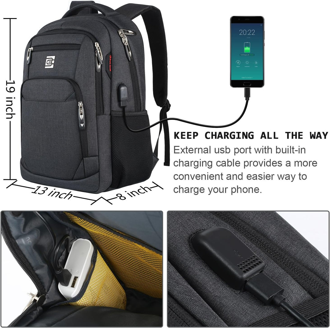 marcello Laptop Rucksäcke mit USB-Ladeanschluss Herren Damen für Arbeit Schule Uni Schulrucksack für