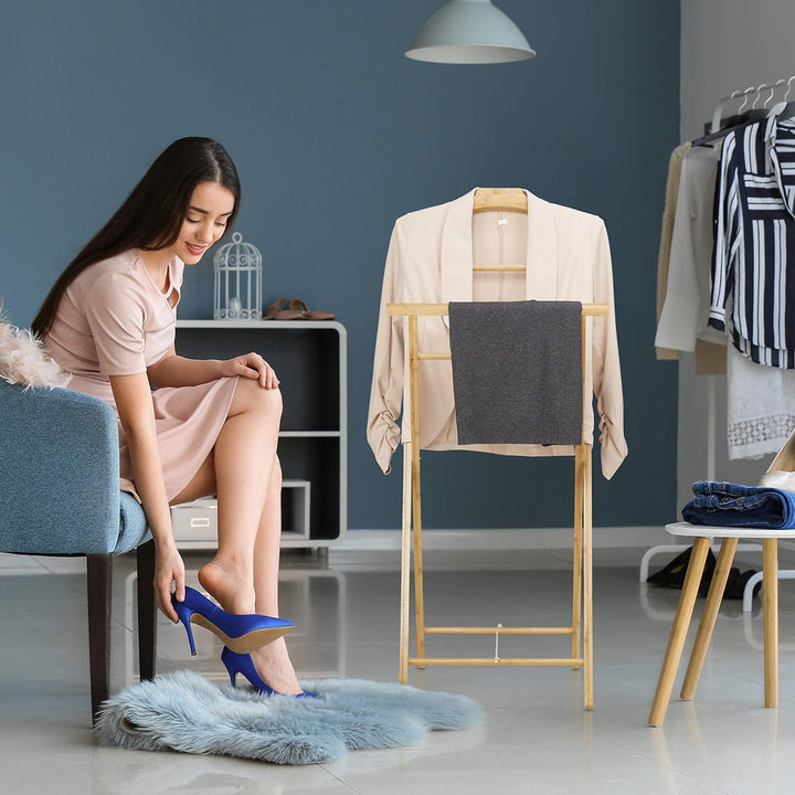 Relaxdays Stummer Diener, Bambus, klappbar, für Bad & Schlafzimmer, Herren & Damen, Herrendiener HBT