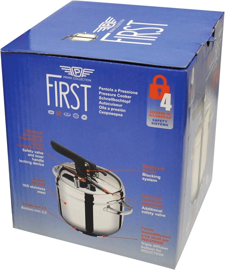 Prima Collection, Schnellkochtopf First, Edelstahl, nickelfrei, induktionsgeeignet, 7 Liter.