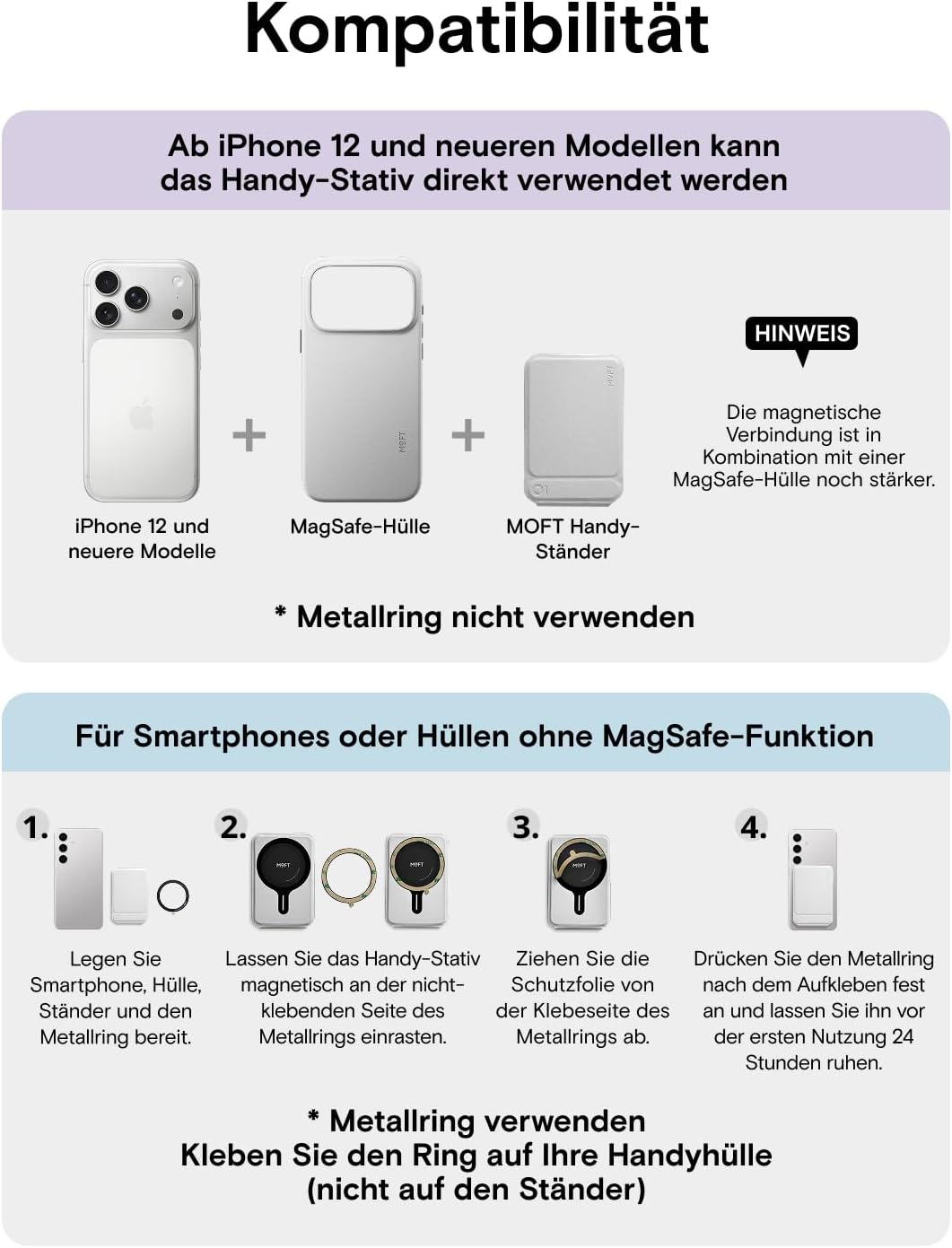 MOFT Handy Stativ für Smartphone, [Ultra Dünn &amp; Tragbar] Faltebar MOVAS Veganes Leder Stativ für Mag