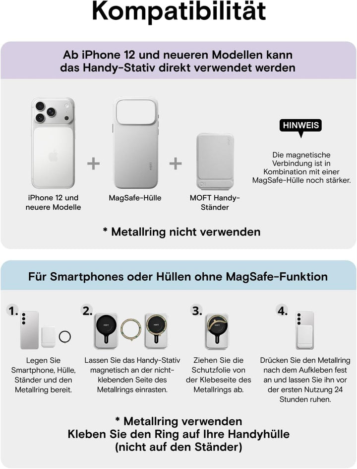 MOFT Handy Stativ für Smartphone, [Ultra Dünn &amp; Tragbar] Faltebar MOVAS Veganes Leder Stativ für Mag