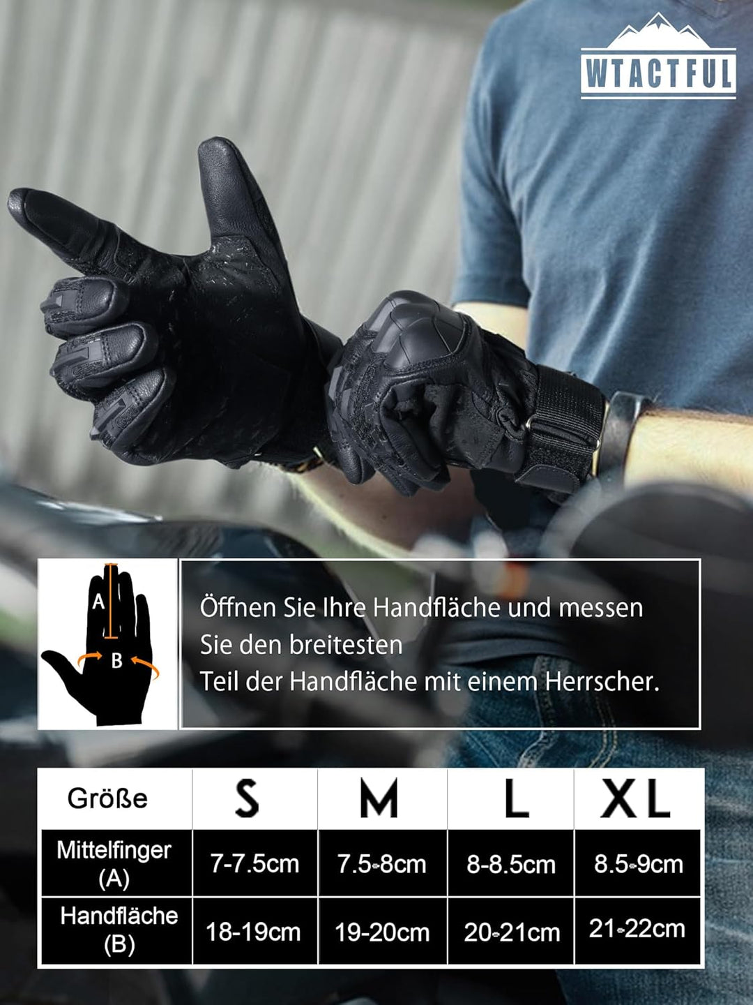 WTACTFUL Motorrad Handschuhe Herren, Sommer Touchscreen Motorradhandschuhe für MTB, Motorradrennen,