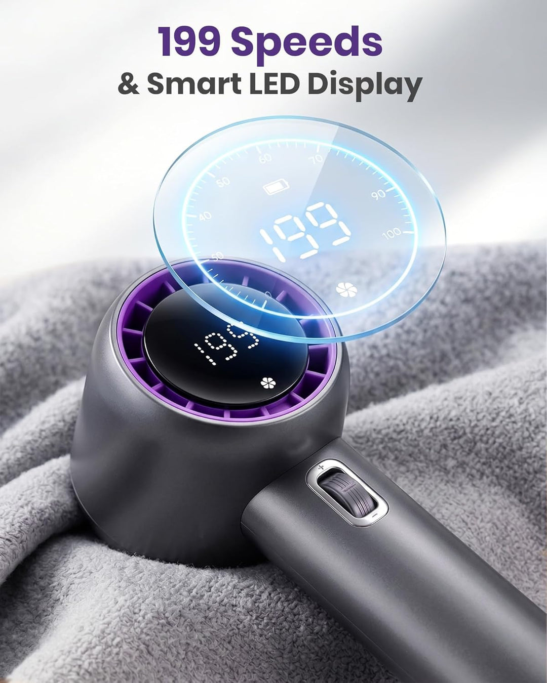 Handventilator 5000mAh – Tragbarer Turbo Ventilator mit 199 Stufen, 18 Std. Laufzeit, USB-C wiederau