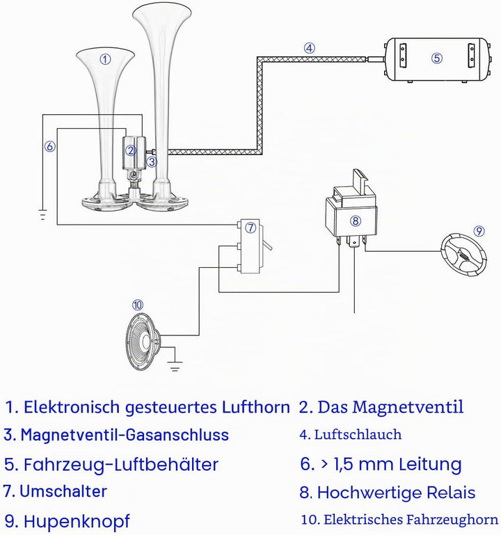 ePathChina 44CM/17 Zoll 150 dB Super lauter 12 V / 24 V Super lautes Einzeltrompete Lufthupe für LKW