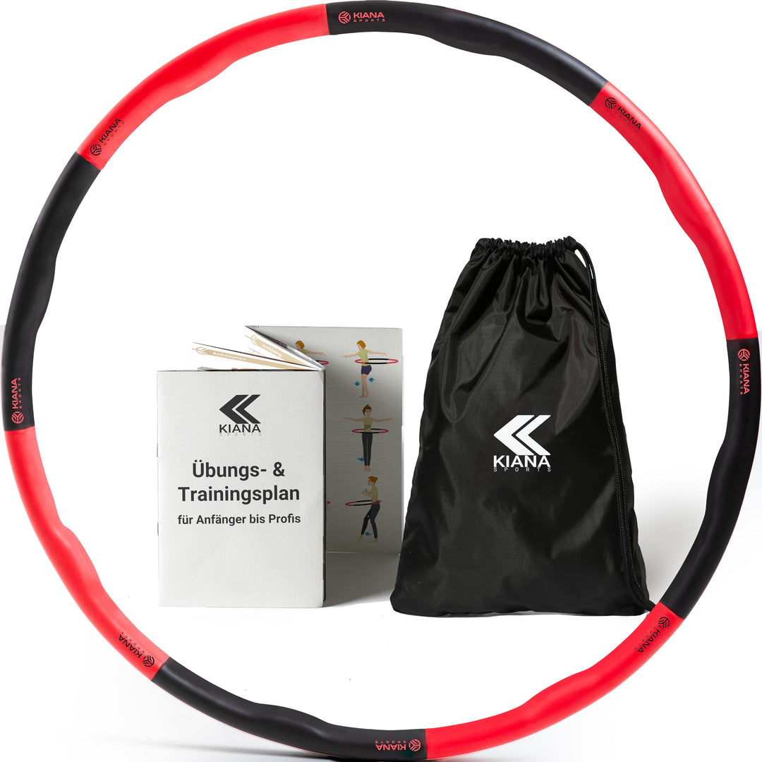KIANA SPORTS® Hula Hoop Reifen Erwachsene inkl. Tasche und Übungsplan [1,2 kg] - Stabiler Hoola Hoop