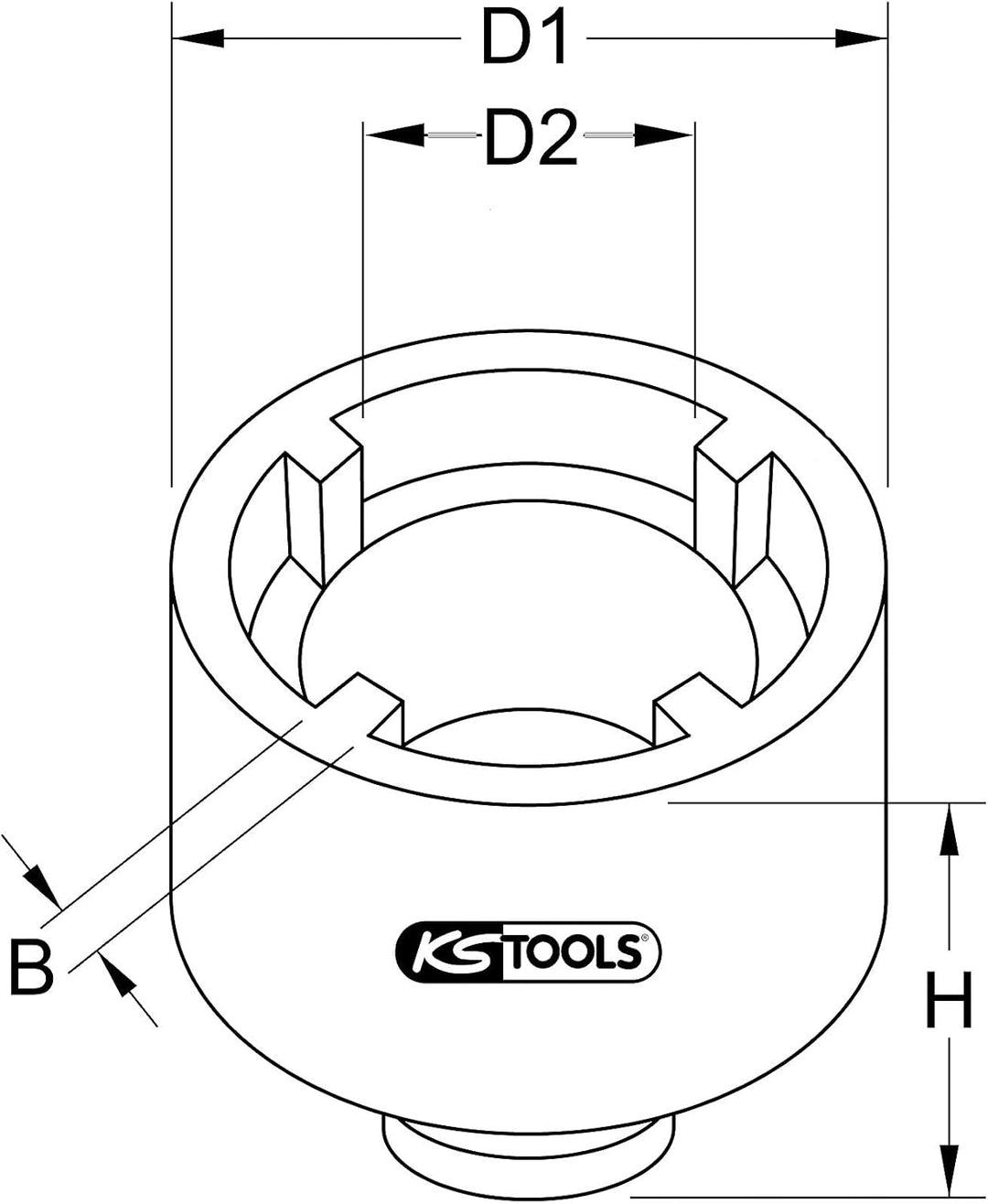 KS Tools 450.5025 1/2" Nutmutter KM5, Zapfen innenliegend