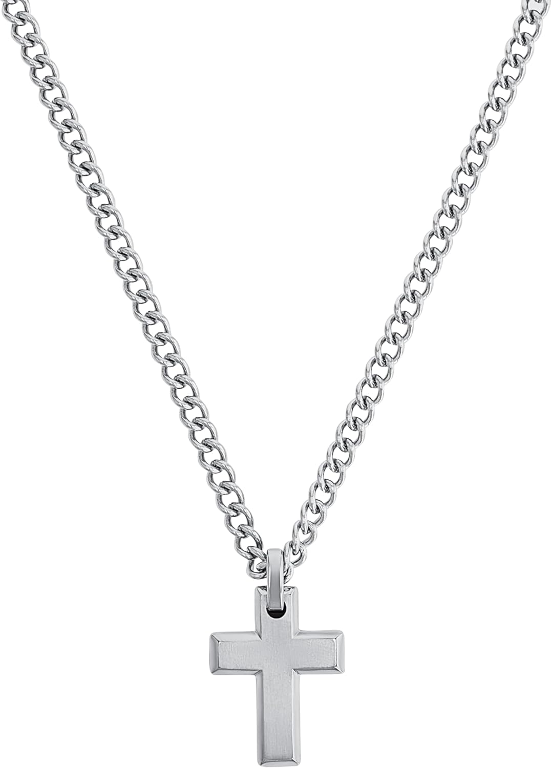 s.Oliver Kette mit Anhänger Edelstahl Herren Halsschmuck, 50 cm, Silber, Kreuz, Kommt in Schmuck Ges