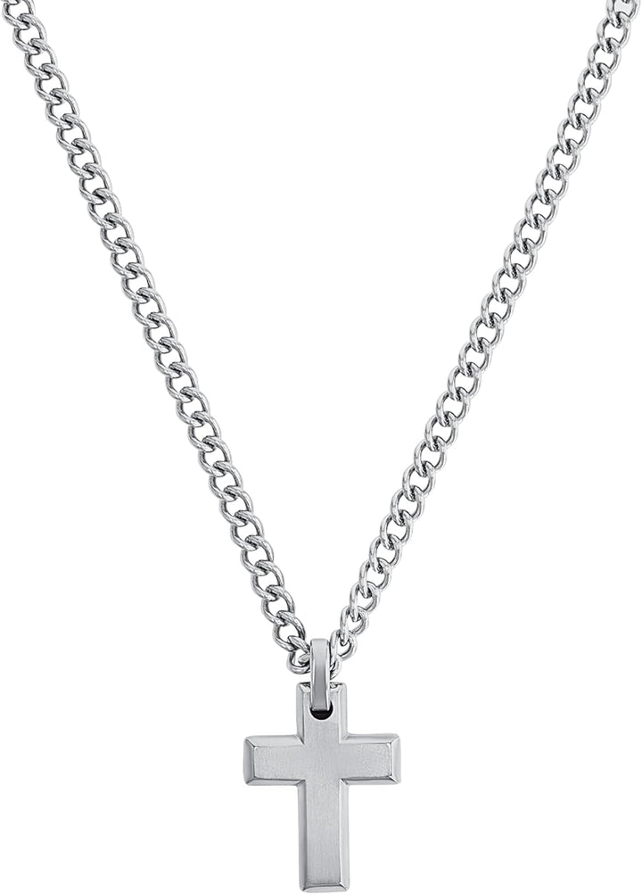 s.Oliver Kette mit Anhänger Edelstahl Herren Halsschmuck, 50 cm, Silber, Kreuz, Kommt in Schmuck Ges
