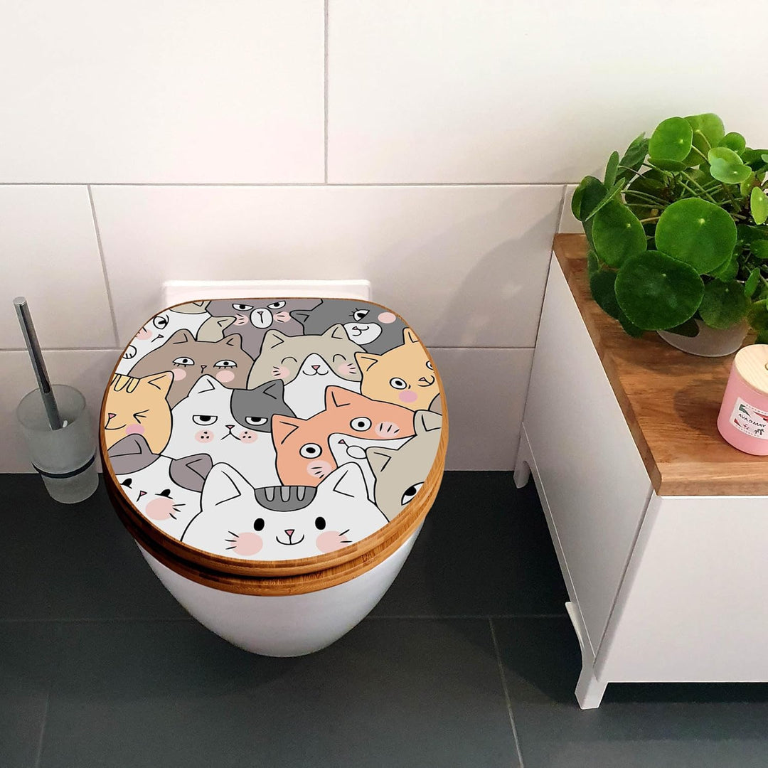 banjado Design WC Sitz Bambus Absenkautomatik 45,8x37,5cm - Toilettendeckel mit Absenkautomatik Holz