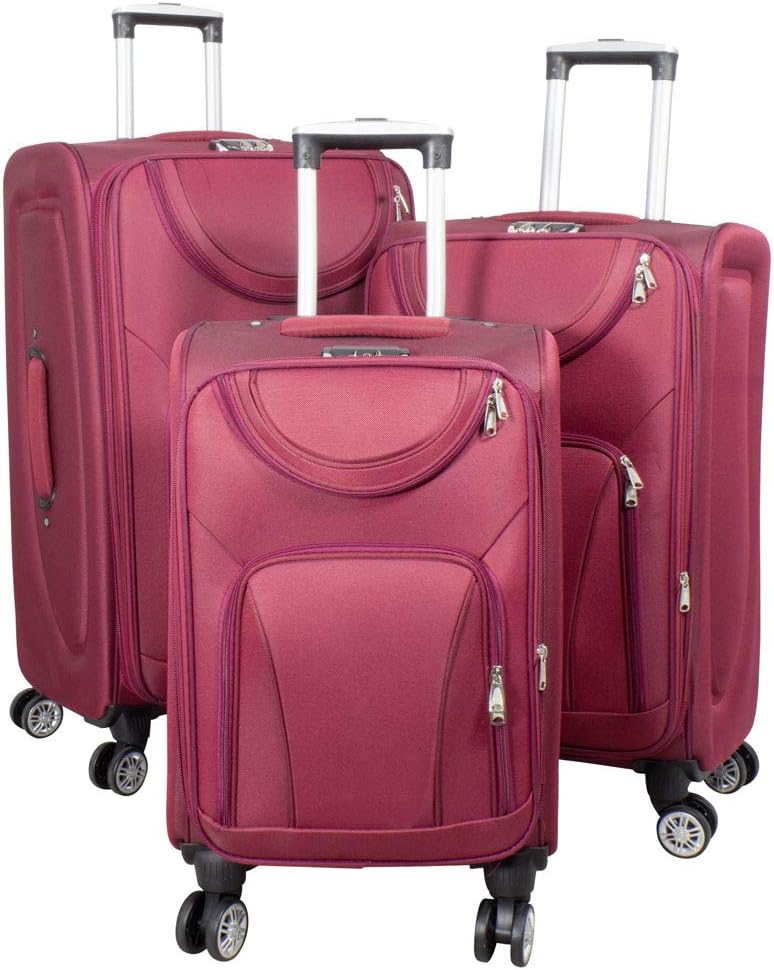 Trendyshop365 Weichgepäck Koffer-Set 3-teilig Maribor 4 Rollen Zahlenschloss Rot Kofferset 3 teilig