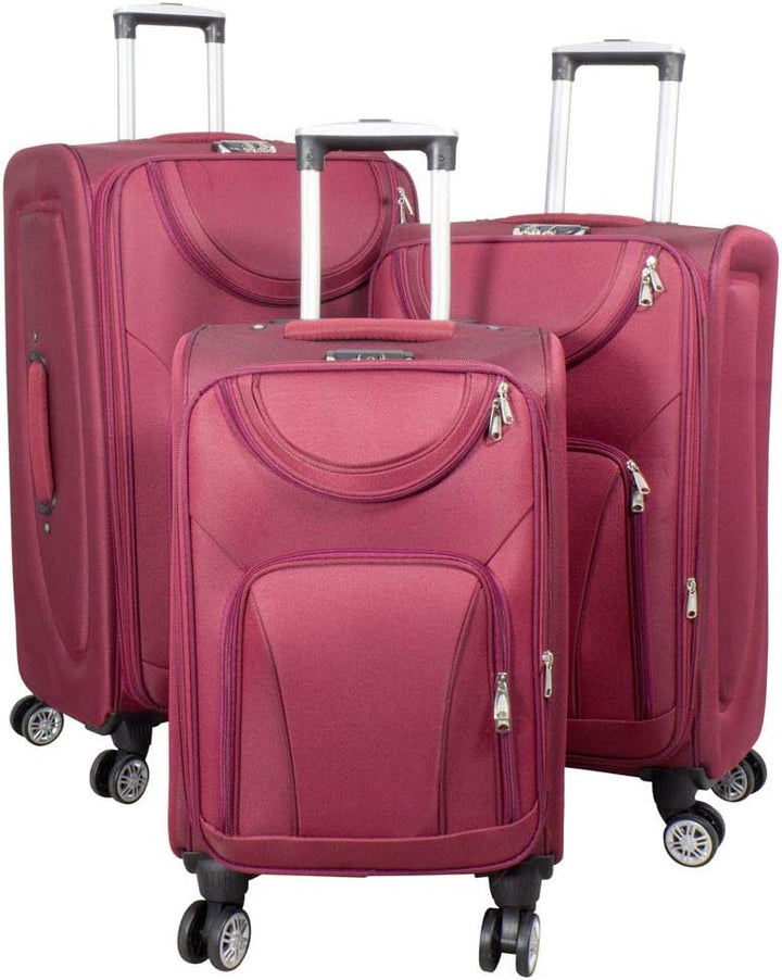 Trendyshop365 Weichgepäck Koffer-Set 3-teilig Maribor 4 Rollen Zahlenschloss Rot Kofferset 3 teilig