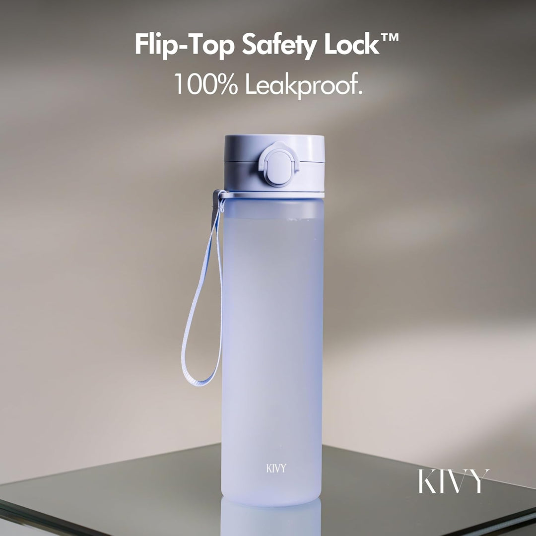 KIVY Trinkflasche 1l mit Klappdeckel [AUSLAUFSICHER & BRUCHSICHER] Water Bottle BPA Frei mit klappba