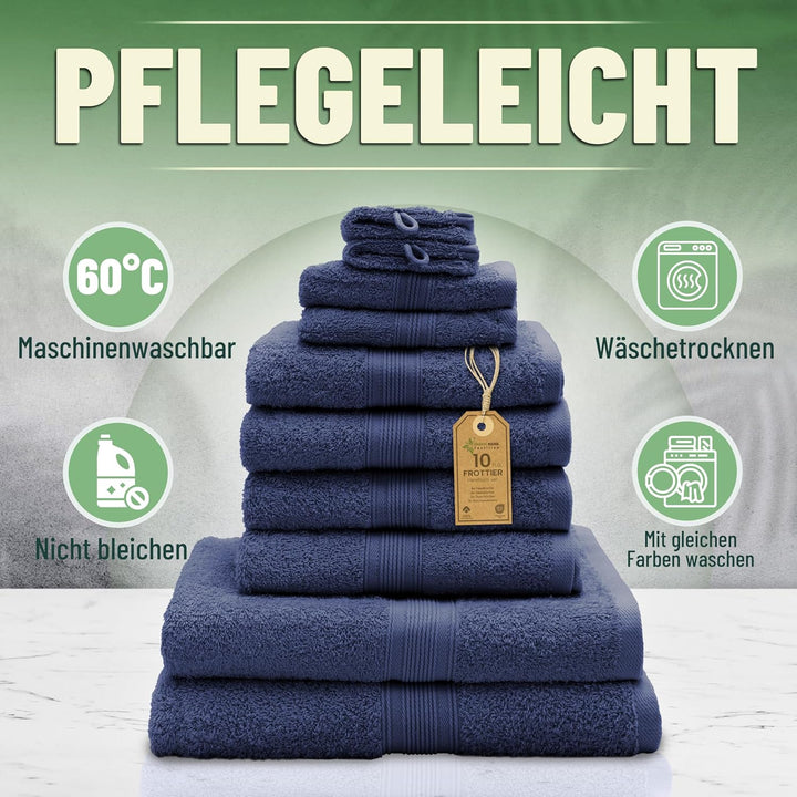GREEN MARK Textilien 10 TLG. FROTTIER Handtuch-Set mit verschiedenen Grössen 4X Handtücher, 2X Dusch