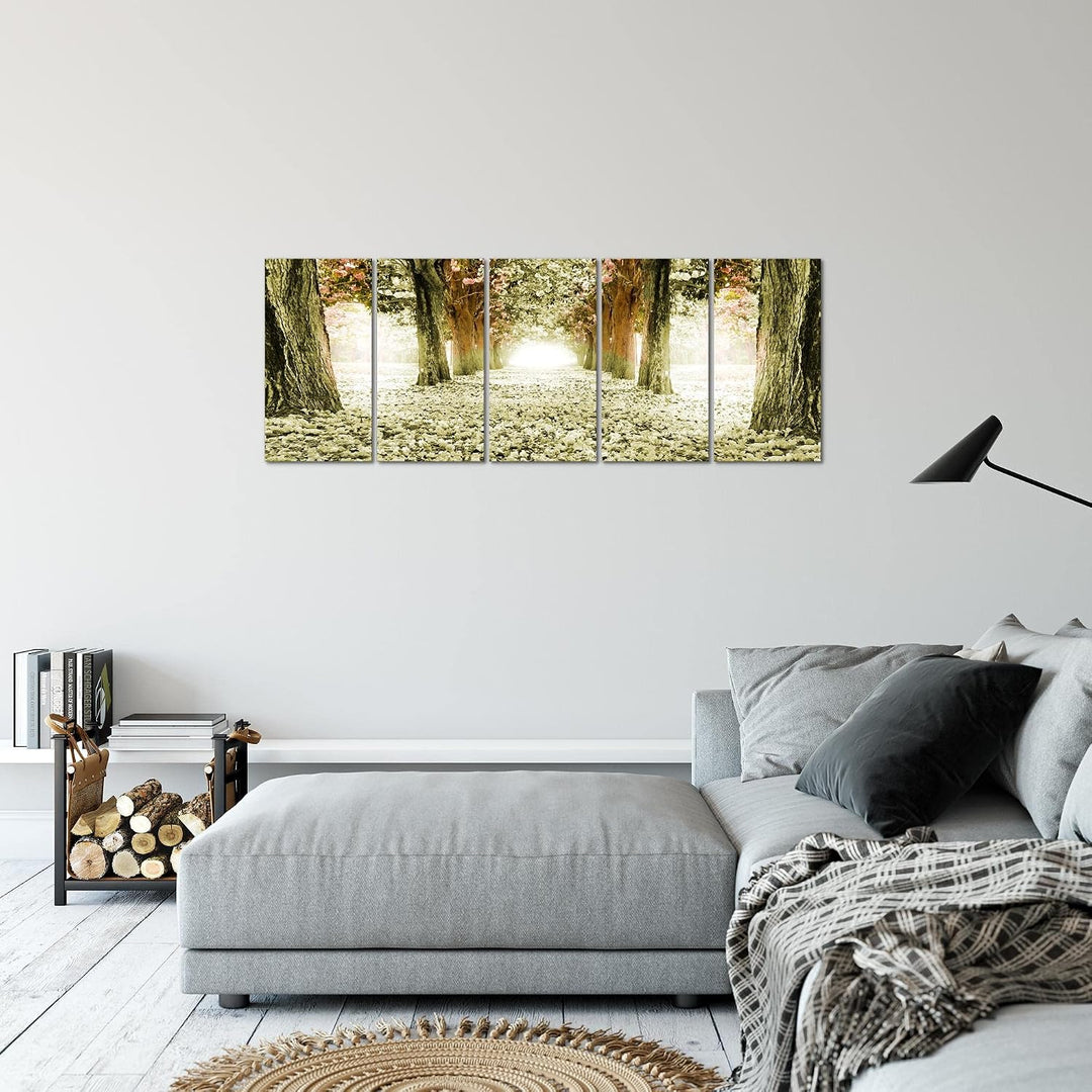 Runa Art Bild Wald Landschaft Wandbilder auf Vlies Leinwand 5 Teilig Wanddekoration Schlafzimmer Woh