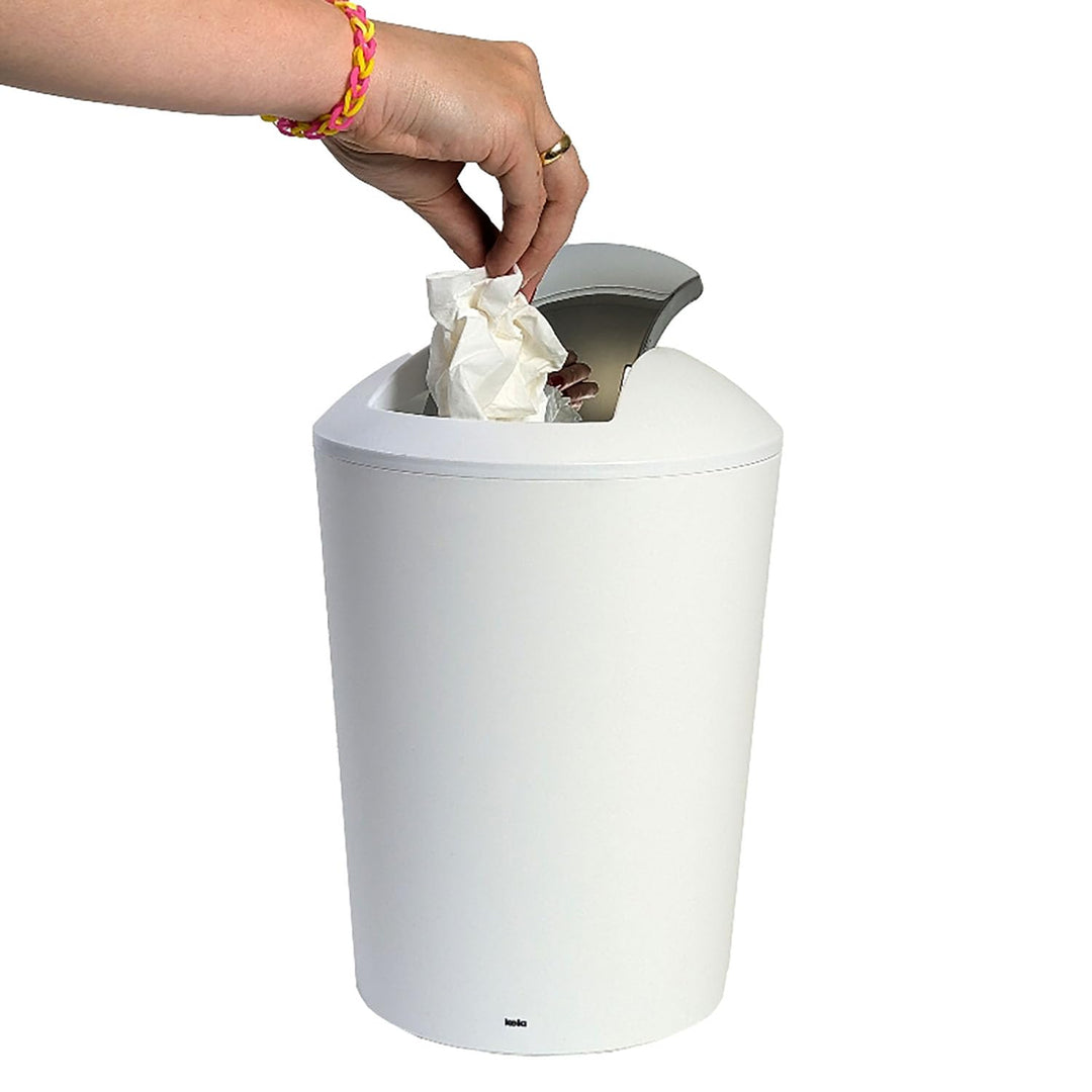 kela Schwingdeckeleimer weiss, Kosmetikeimer 5l mit Schwingdeckel, Kunststoff, MARTA, Mülleimer Bade