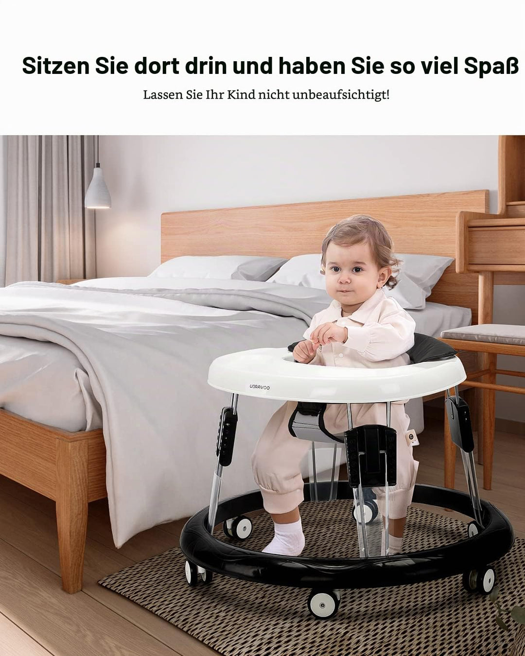 UBRAVOO Baby Lauflernhilfe, Höhenverstellbare Gehhilfe Baby mit Universalrädern, Lauflerwagen for Ba