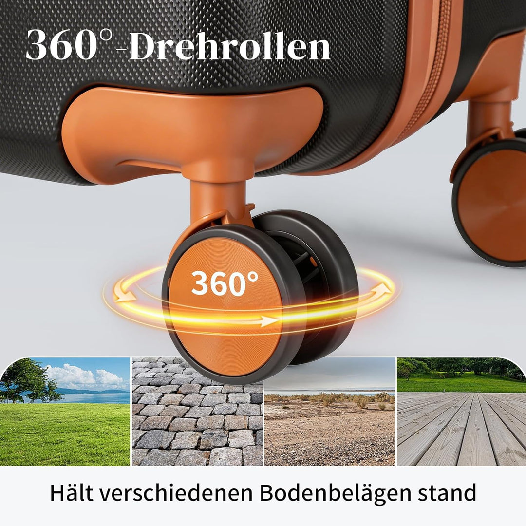 LALAHO Kofferset 4 teilig Hartschale, Reisekoffer mit Rollen Gross, Koffer Set 4 Stück aus ABS, Hand