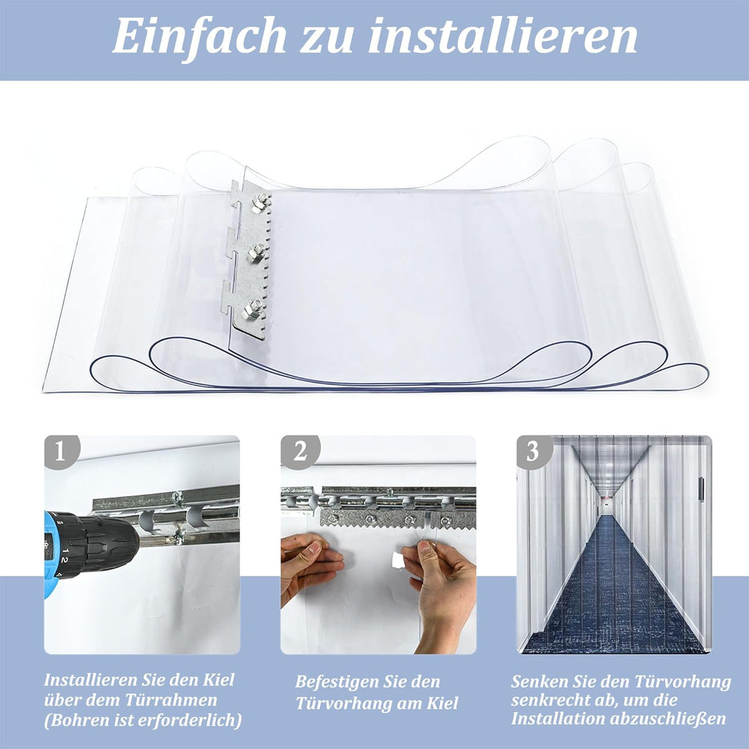 bimiti PVC Lamellenvorhang Streifenvorhang 105 x 200cm Transparent Streifenvorhang, Lamellen Stallvo