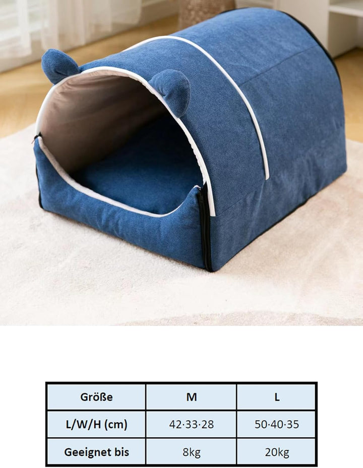 Kuschelhöhle - Schlafplatz für Katzen und Hunde (L, Blau) L Blau, L Blau