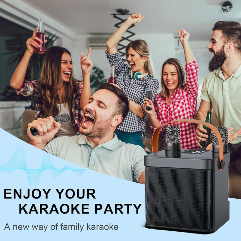 LAMA Karaoke Maschine mit kabellose 2 Mikrofonen Karaoke Anlage, Bluetooth Lautsprecher Box tragbare