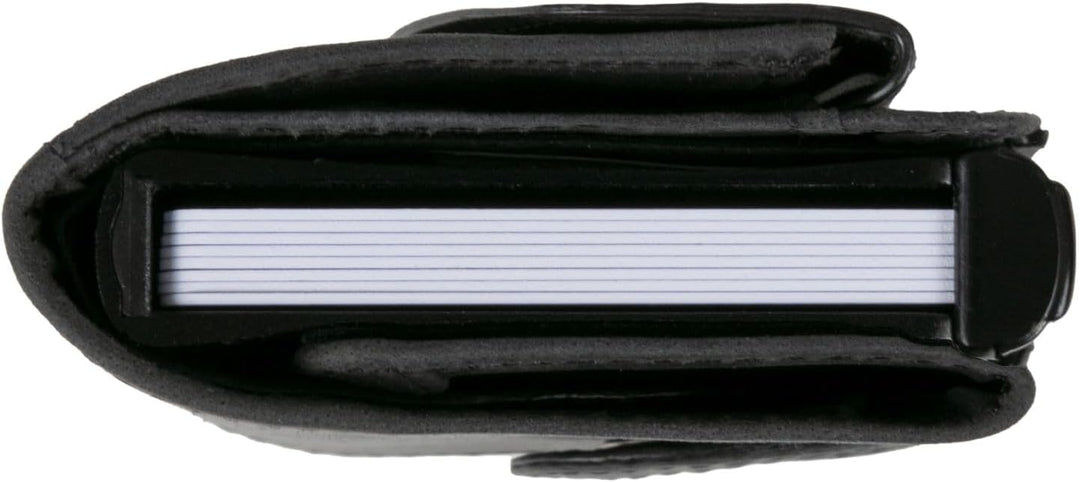 CLICKSAFE® Kreditkartenetui mit Münzfach und Geldscheinfach aus schwarzem Hunterleder mit schwarzem